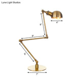 Golden Bowl Shade Table Lamp- Industrial Style With Adjustable Arm
