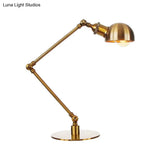 Golden Bowl Shade Table Lamp- Industrial Style With Adjustable Arm