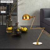 Golden Bowl Shade Table Lamp- Industrial Style With Adjustable Arm