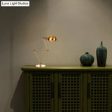 Golden Bowl Shade Table Lamp- Industrial Style With Adjustable Arm