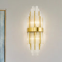 Golden Crystal Layered Sconce Light For Living Room - Modern Wall Mounted Lamp (2 Lights) Gold