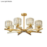 Golden Crystal Prism Sputnik Chandelier - Modern Suspension Light For Living Room