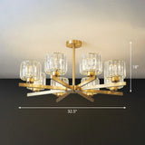 Golden Crystal Prism Sputnik Chandelier - Modern Suspension Light For Living Room 8 / Gold Up