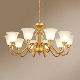Golden Flared Ceiling Light Traditional Chandelier - Frosted Glass For Living Room 10 / Gold