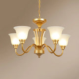 Golden Flared Ceiling Light Traditional Chandelier - Frosted Glass For Living Room 5 / Gold