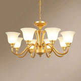 Golden Flared Ceiling Light Traditional Chandelier - Frosted Glass For Living Room 8 / Gold