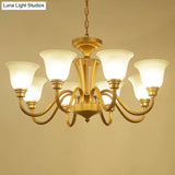 Golden Flared Ceiling Light Traditional Chandelier - Frosted Glass For Living Room