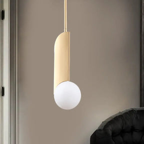 Golden Ivory Glass Pendant Light With Colonial Spherical Design - Ideal For Living Rooms Gold
