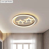 Golden Kids Led Ceiling Lamp With Star/Planet Design For Bedroom