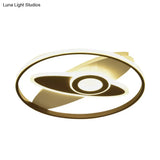 Golden Kids Led Ceiling Lamp With Star/Planet Design For Bedroom