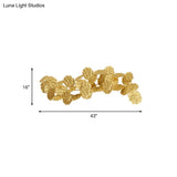 Golden Lotus Leaf Sconce: Wall Mounted Metal Light Fixture (6-Light) For Living Room