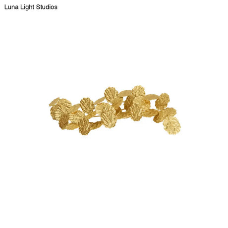 Golden Lotus Leaf Sconce: Wall Mounted Metal Light Fixture (6-Light) For Living Room