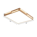 Golden Metal Led Flushmount Ceiling Lamp With Crystal Accents - Simple Square/Rectangular Design