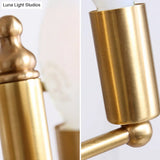 Golden Metal Pendant Candle Chandelier - 4-Light Fixture For Living Room