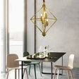 Golden Metal Pendant Candle Chandelier - 4-Light Fixture For Living Room Gold
