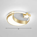 Golden Moon And Star Led Flush Mount: Nordic Acrylic Ceiling Light For Nursery Gold / 18’ White