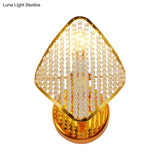 Golden Rhombus Wall Light Fixture With Clear Crystal Beads - Modern & Stylish