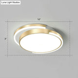 Golden Round Led Flush Mount Ceiling Light For Bedroom Simplicity Acrylic Lighting Fixture