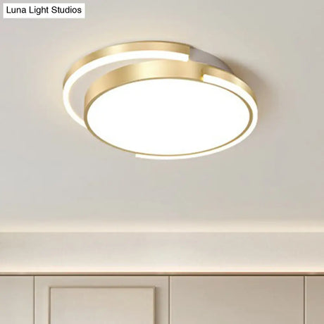 Golden Round Led Flush Mount Ceiling Light For Bedroom Simplicity Acrylic Lighting Fixture