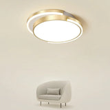 Golden Round Led Flush Mount Ceiling Light For Bedroom Simplicity Acrylic Lighting Fixture
