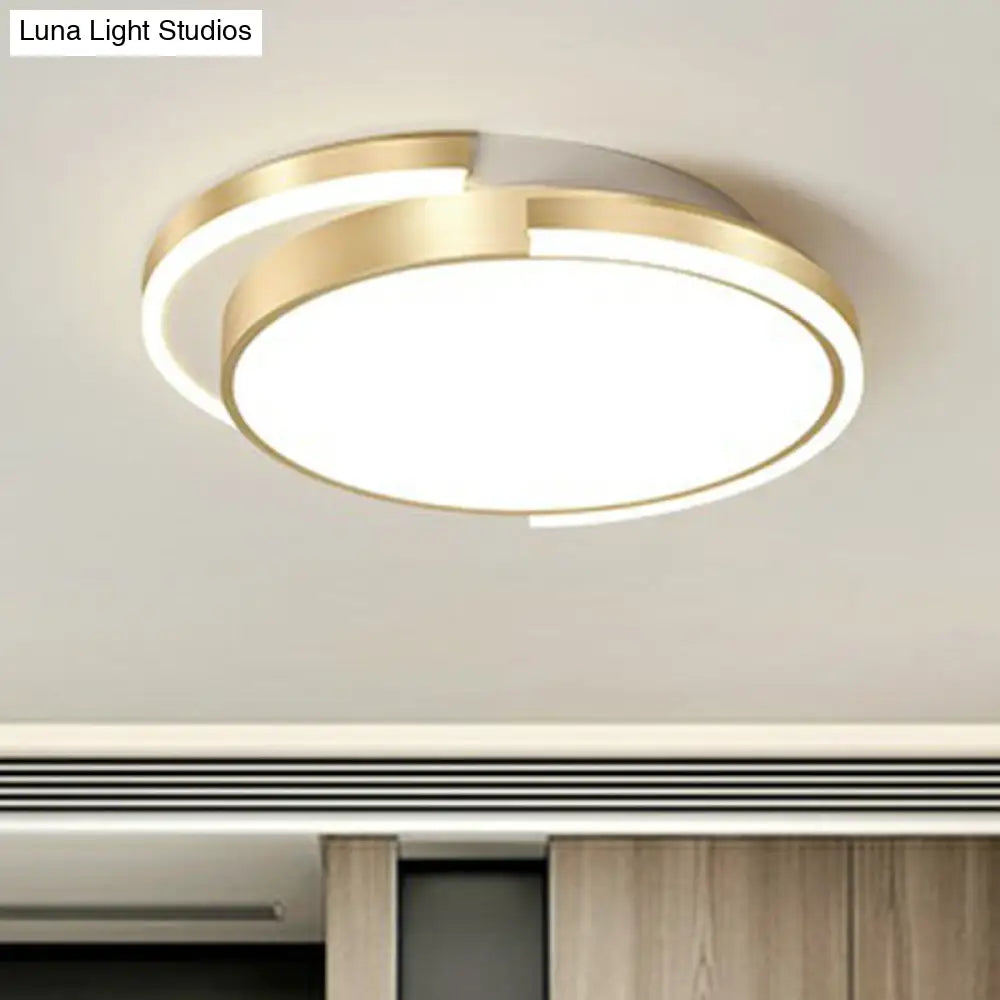 Golden Round Led Flush Mount Ceiling Light For Bedroom Simplicity Acrylic Lighting Fixture Gold / 16