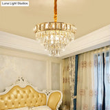 Golden Tiered Crystal Chandelier With 6/9-Light | Elegant Dining Room Hanging Lamp