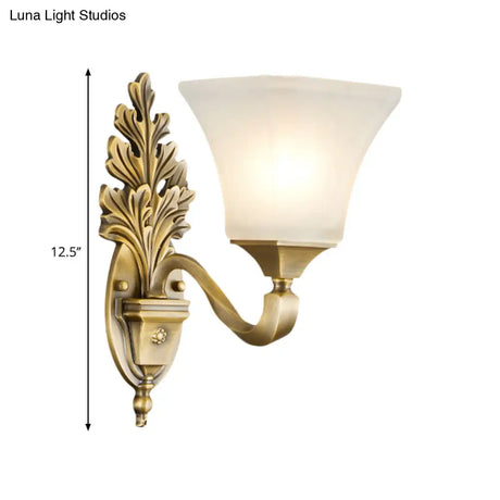 Golden Vintage Opal Glass Bell Shade Sconce Light - Stylish Wall Mount Lighting For Living Room