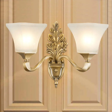 Golden Vintage Opal Glass Bell Shade Sconce Light - Stylish Wall Mount Lighting For Living Room 2 /