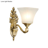 Golden Vintage Opal Glass Bell Shade Sconce Light - Stylish Wall Mount Lighting For Living Room
