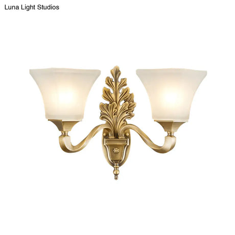 Golden Vintage Opal Glass Bell Shade Sconce Light - Stylish Wall Mount Lighting For Living Room