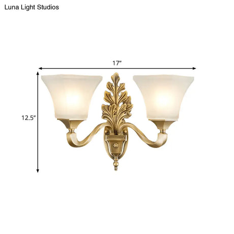 Golden Vintage Opal Glass Bell Shade Sconce Light - Stylish Wall Mount Lighting For Living Room