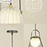 Gourd Cage Pendant Light Kit - Minimalist Metal Hanging Ceiling (1 Light) In Black/White/Rose Gold