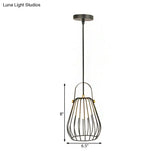 Gourd Cage Pendant Light Kit - Minimalist Metal Hanging Ceiling (1 Light) In Black/White/Rose Gold