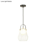 Gourd Cage Pendant Light Kit - Minimalist Metal Hanging Ceiling (1 Light) In Black/White/Rose Gold