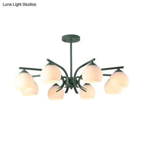 Grace - Opal Sphere Shade Living Room Chandelier Glass 6/8 Lights Macaron Stylish