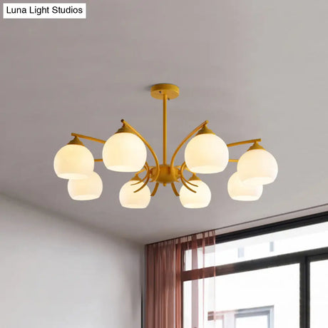 Grace - Opal Sphere Shade Living Room Chandelier Glass 6/8 Lights Macaron Stylish