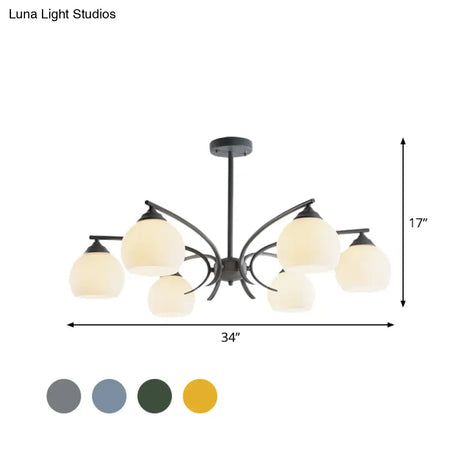 Grace - Opal Sphere Shade Living Room Chandelier Glass 6/8 Lights Macaron Stylish