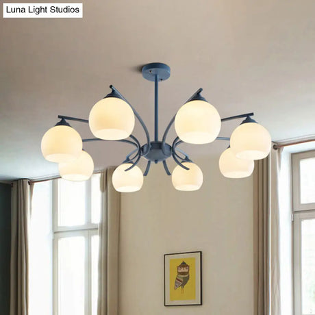 Grace - Opal Sphere Shade Living Room Chandelier Glass 6/8 Lights Macaron Stylish