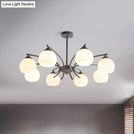 Grace - Opal Sphere Shade Living Room Chandelier Glass 6/8 Lights Macaron Stylish