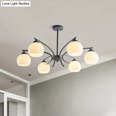 Grace - Opal Sphere Shade Living Room Chandelier Glass 6/8 Lights Macaron Stylish