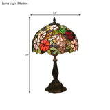 Grape And Floral Cut Glass Nightstand Lighting Tiffany Brass Night Lamp With Bowl Shade