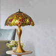 Grape Night Table Lamp - Handcrafted Glass Victorian Style In Brass