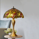 Grape Night Table Lamp - Handcrafted Glass Victorian Style In Brass