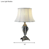 Gray Cream Crystal Urn-Shaped Nightstand Lamp - 1 Light Bedroom Night Table