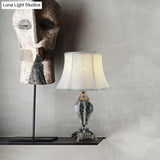 Gray Cream Crystal Urn-Shaped Nightstand Lamp - 1 Light Bedroom Night Table