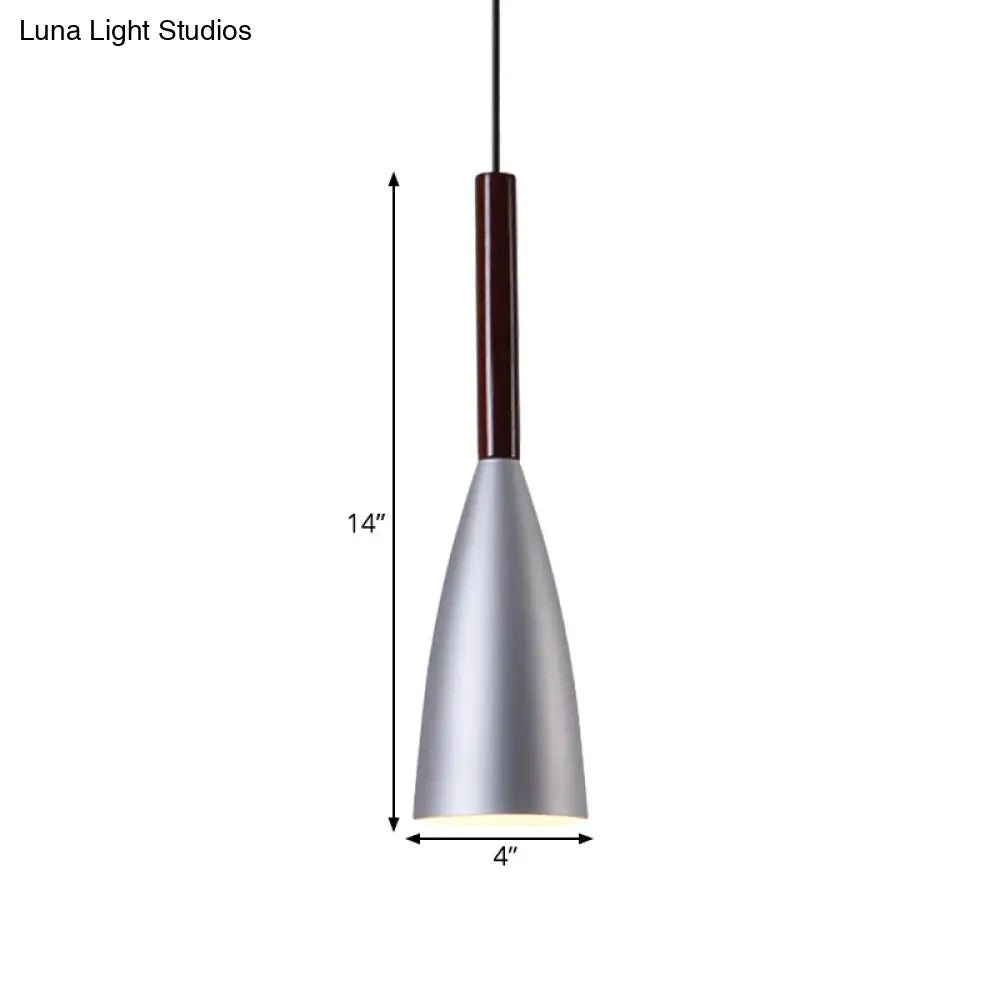Gray Trumpet Pendulum Light - Stylish 1-Head Aluminum Ceiling Pendant For Bedside Nordic Design