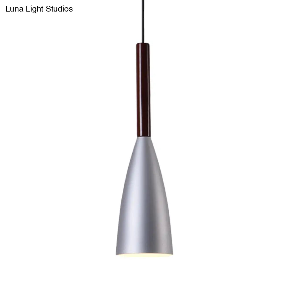 Gray Trumpet Pendulum Light - Stylish 1-Head Aluminum Ceiling Pendant For Bedside Nordic Design