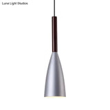 Gray Trumpet Pendulum Light - Stylish 1-Head Aluminum Ceiling Pendant For Bedside Nordic Design