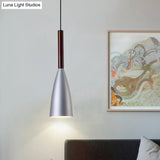 Gray Trumpet Pendulum Light - Stylish 1-Head Aluminum Ceiling Pendant For Bedside Nordic Design