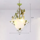 Green Glass Bell Pendant Chandelier For American Flower Dining Room Lighting / 14